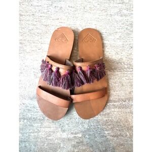 Roxy Women's Pink Fringe Slide Sandals / Size 8 US